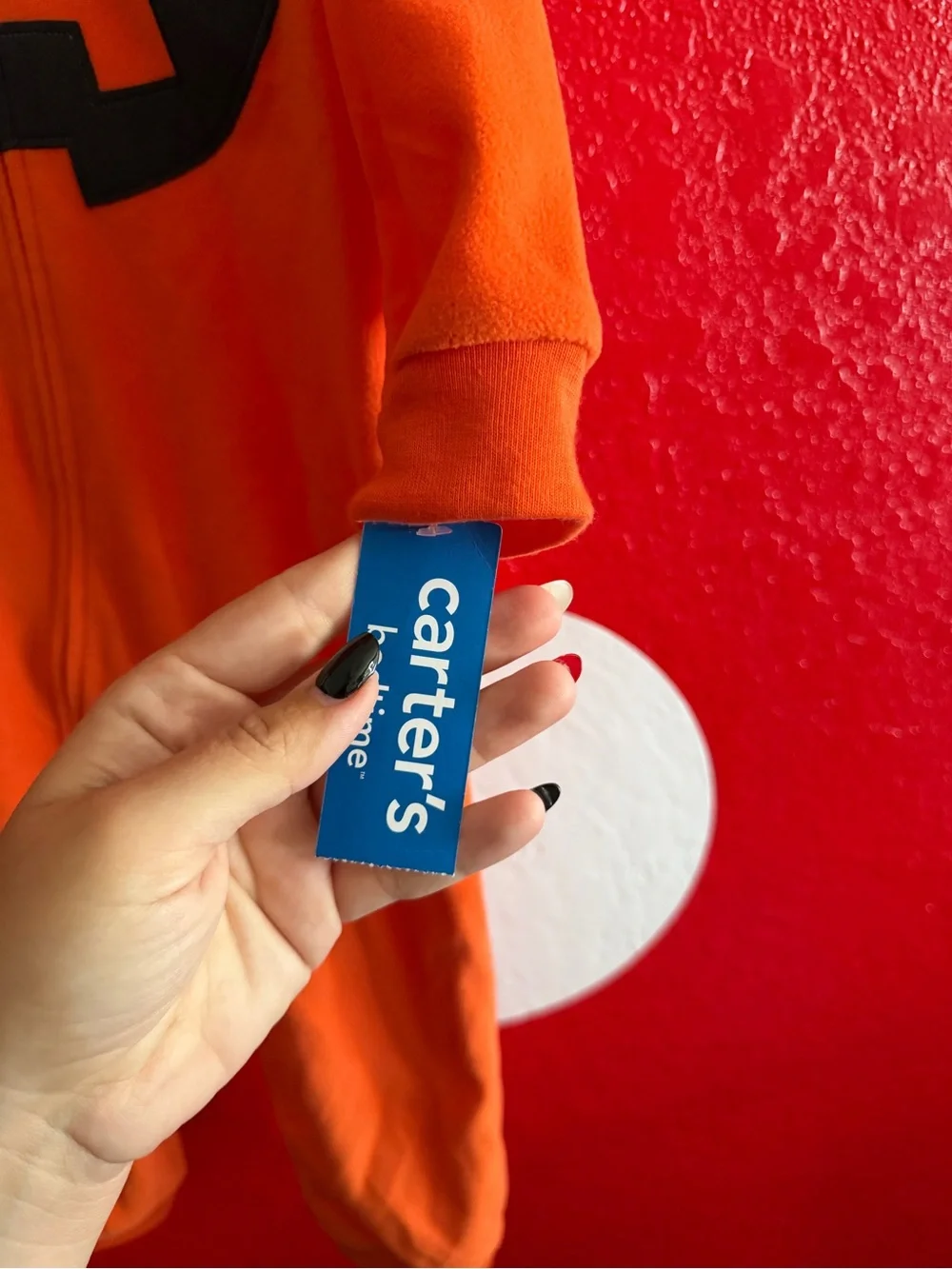 Carter's Bright Orange Fleece Pumpkin Zip-Up Romper
